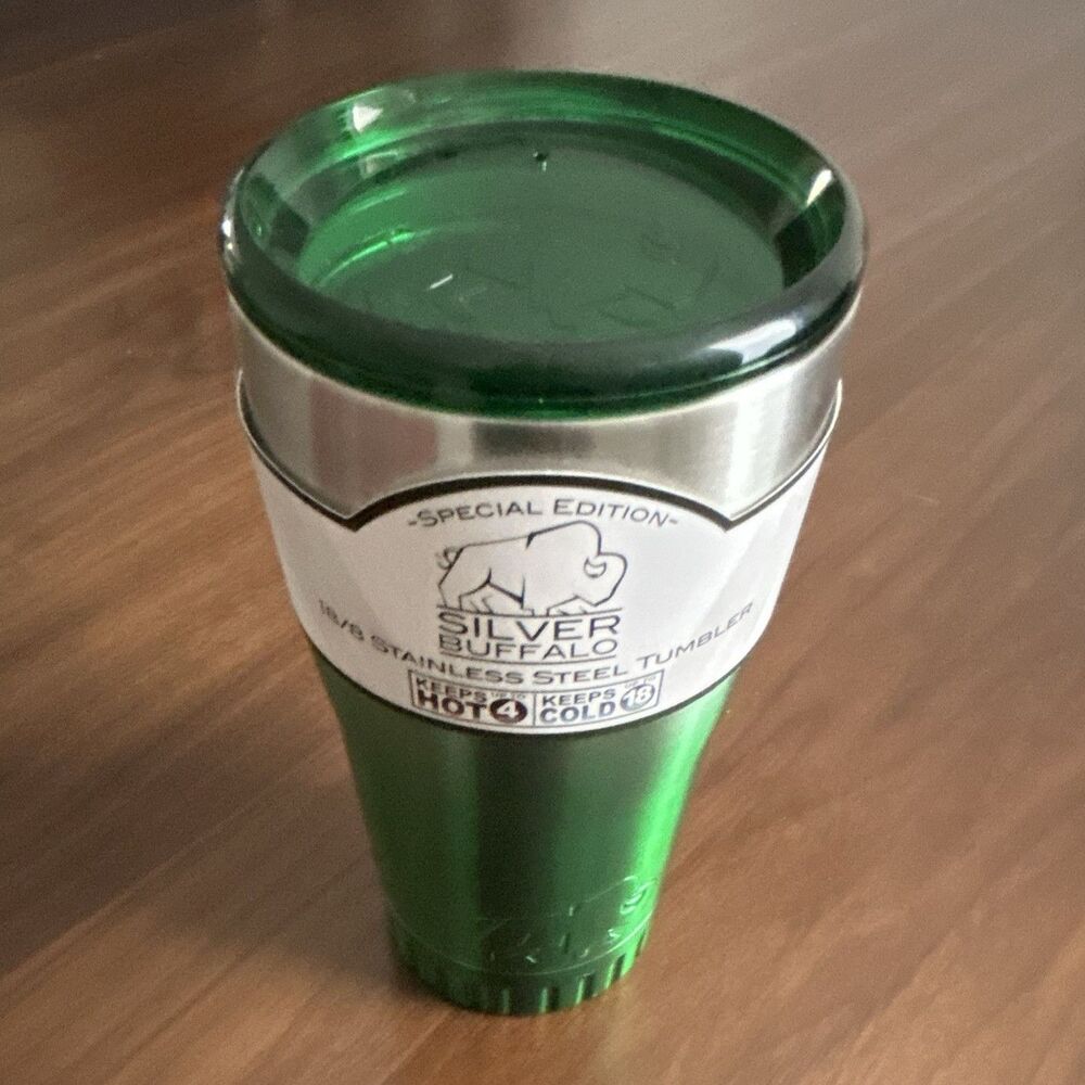 Silver Buffalo Special Edition 20 oz Green Insulated Tumbler w/ Lid BPA Free